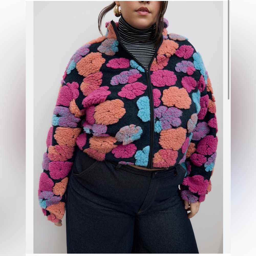 🆕Cider Women’s plus-size Black & Pink & Blue Sherpa Zip-up Jacket Coat💜💜3X - Picture 4 of 10